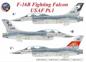Calcomanías UpRise UR72223 - CALCOMANÍA F-16B Fighting Falcon USAF Pt.1 con plantillas 1/72 - Imagen 1 de 6