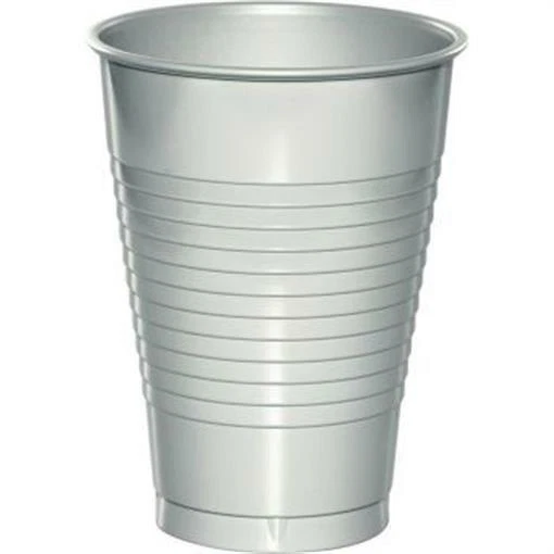 Silver 12oz Plastic Cups 20 Per Pack Silver Tableware Decorations Party Supplies - Image 1 of 1