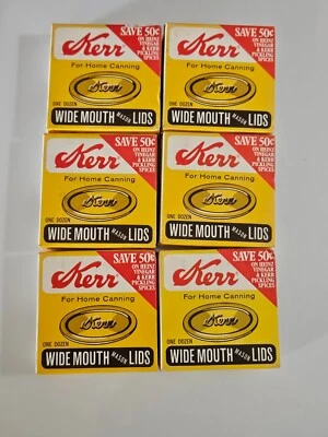 NUEVO Tapas de tarro de boca ancha Kerr - Lote de 6 cajas vintage NOS Foto 1 de 4
