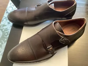 Johnston & Murphy Mens Hawthorn Dress Shoe US 11.5 Brown Leather Monk Strap NEW - Picture 1 of 3