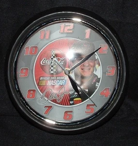 NASCAR Dale Earnhardt Jr. Coca Cola Metal and Glass Clock - Picture 1 of 5