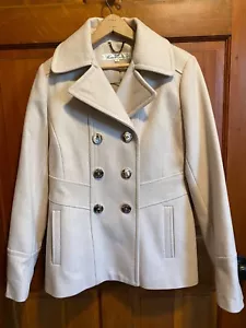 Kenneth Cole NY Women's Double Collared Button Wool Coat Size 10 Off-White Cream - Picture 1 of 24