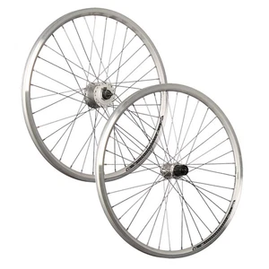 Laufrad 26 Zoll Satz Set Hohlkammer Shimano DH-C3000 Nabendynamo V-Brake silber - Bild 1 von 1
