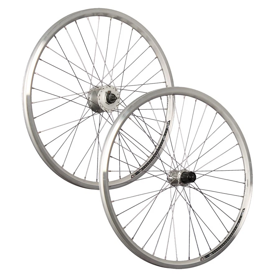 Laufrad 26 Zoll Satz Set Hohlkammer Shimano DH-C3000 Nabendynamo V-Brake silber - Bild 1 von 1
