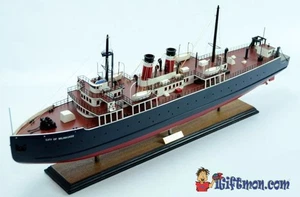 CITTÀ di MILWAKEE nave 33" modello in legno completamente costruito con supporto - Foto 1 di 12