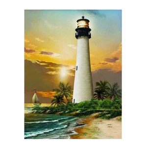 Lighthouse Diamond Painting Kit – 35 x 45 cm Full Drill | Coastal Sunset - Picture 1 of 2
