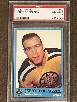 1962 Topps HK #13 PSA 8 Jerry Toppazzini Bruins 13 - Image 1 of 2