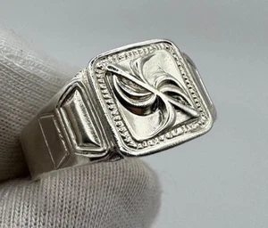 Vintage Sterling Silber 925 Siegelring geometrisch - Größe 11, 5,02 g Ukraine - Bild 1 von 12
