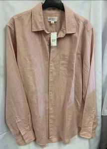 BNWT Gap Men’s Pink Linen Blend Shirt Size M RRP: £44.95 - Picture 1 of 5