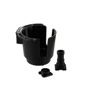 #311-BK Cup Holder with Rod Holder Post and Bulkhead Black - Picture 1 of 4