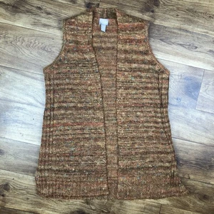 Chicos Women Sz 2 (L) Multicolor Marled Long Vest Top Sleeveless Cardigan - Picture 1 of 7