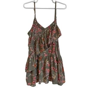Jack & Pepar sleeveless tunic top gray pink floral lightweight ruffled 10 girls - Picture 1 of 5