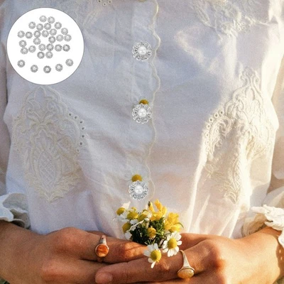 50Pcs Pearl Buttons Alloy Rhinestone Buttons pearl buttons DIY sewing buttons - Image 1 of 4