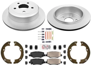 Rear AmeriBRAKES Coated Disc Brake Rotors Pads for Jeep Wrangler 2007-2017 - Picture 1 of 11