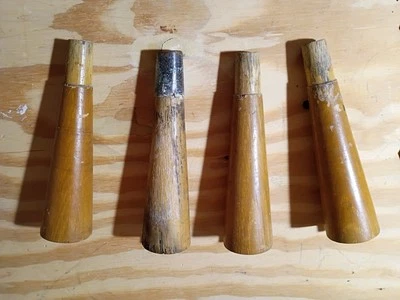 4 Vintage 6 3/4" Screw in Tapered Wood Zenith TV Stereo Console Legs And Bracket - Image 1 of 4