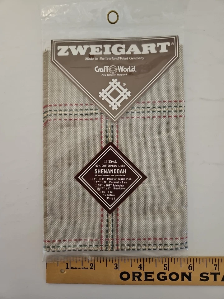 Zweigart Craft World 17”x 17” Cross Stitch Fabric 28ct Shenandoah BREAD COVER - Image 1 of 4
