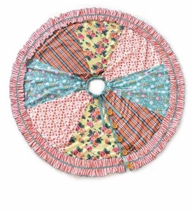 Pink Patchwork Christmas Tree Holiday Skirt Cottagecore Matilda Jane Reversible - Picture 1 of 2