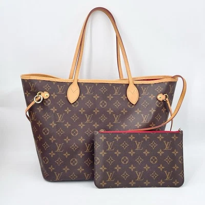 Bolso de Mano Louis Vuitton Neverfull MM Monograma Marrón Rojo Interior con Bolsa Foto 1 de 4