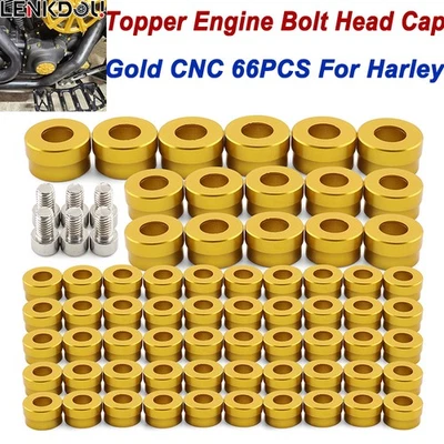 Gold Engine Bolt Cover Caps Kit For Harley Touring Road Glide Ultra Softail 66X - Image 1 of 4