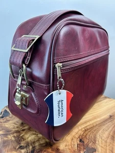 Vintage American Tourister Burgundy Shoulder Bag Makeup Carry 14x12x7” - Picture 1 of 13