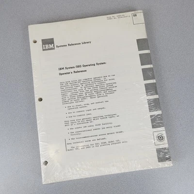 IBM System/360 Operating System: Operator's Reference File No. S360-20 RARE NEW - Image 1 of 4