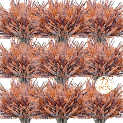 72 paquetes de flores artificiales de otoño al aire libre, lavandas falsas resistentes a los rayos UV sin F... Foto 1 de 4
