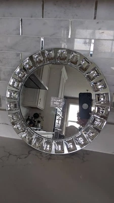 Una bandeja para servir joyas boda cristal borde cristal plato cargador espejo redondo 13" Foto 1 de 4
