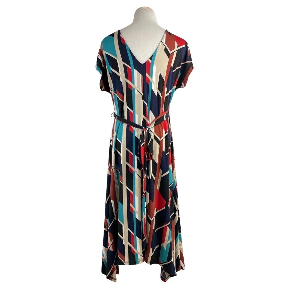 Motherhood Maternity Dress Geometric Print Wrap Style Stretch Knit Size Medium - Image 1 of 4