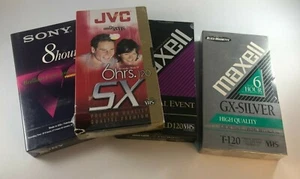 Sony JVC MAXELL VHS Tapes lot of 4 Blank Tapes New Sealed - Picture 1 of 2