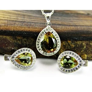 Farbwechsel Türkische Diaspore Sultanit Sterlingsilber Halskette Ohrringe Set - Bild 1 von 9