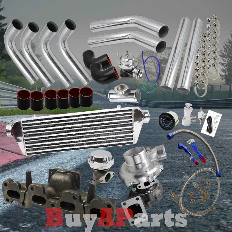 Turbo/Turbocompressor + Coletor Fundido Kit Faça Você Mesmo Cromado para 1994-2005 Mazda Miata 1.8L - Imagem 1 de 1