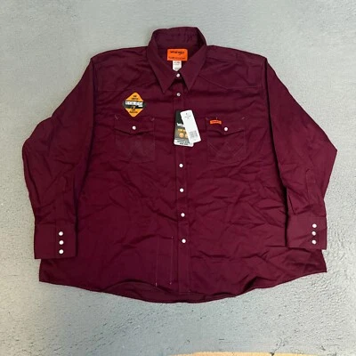 Wrangler FR Shirt Womens Size 3XL Red Long Sleeve Snap Button NEW - Image 1 of 4