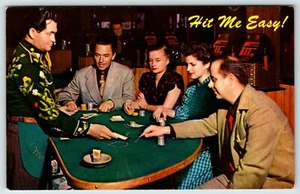 Postcards1950's Couples Playing Black Jack Gambling A9 - Picture 1 of 2