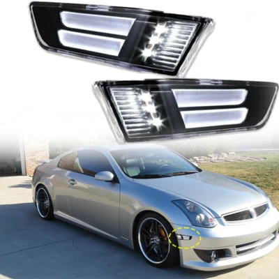Par de lámparas marcadoras de luz lateral para parachoques lente ahumada Infiniti G35 2003-2007 Foto 1 de 4