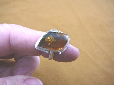 (pr9.25-1) ANILLO NARANJA ÁMBAR marquesa + .925 PLATA DE LEY talla 9.25 Polonia Foto 1 de 2