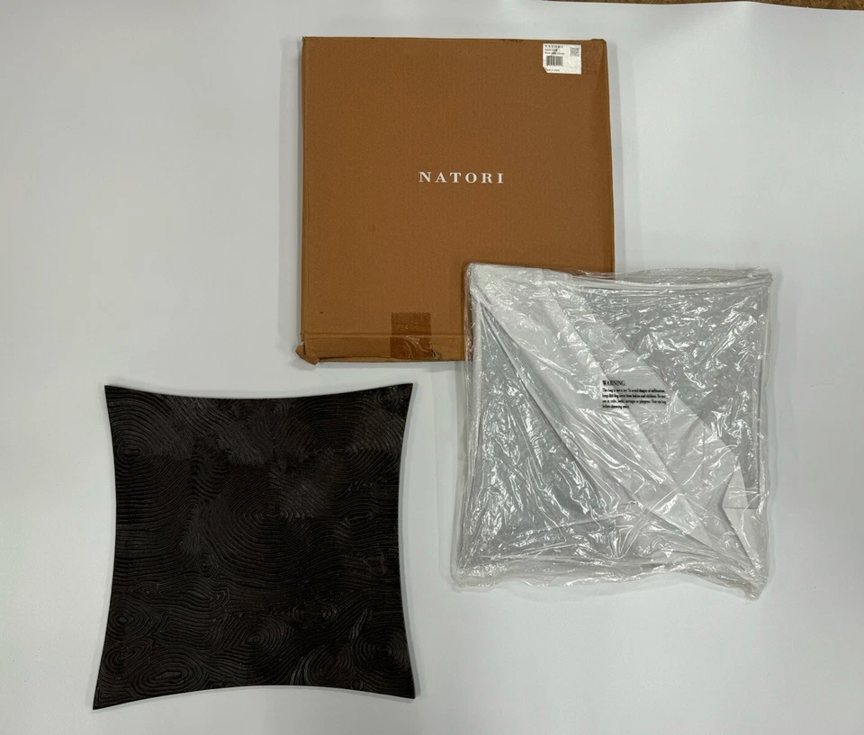 "Juego de (2) cargadores Natori metal madera grano 14"" hechos en India" Foto 1 de 4