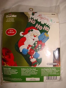 Bucilla Plaid Felt Sequin Kit NIP Santa's Gifts Stocking 16" 86436 - Picture 1 of 2