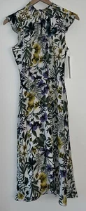 Nina Leonard Sleeveless Floral Printed Dress Belt Size Small Lined NWT - Picture 1 of 12