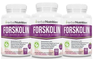 Pure Forskolin Weight Loss Supplement 250mg At 20%, 3 Pack, 270 CAPS! MFD USA - Picture 1 of 10