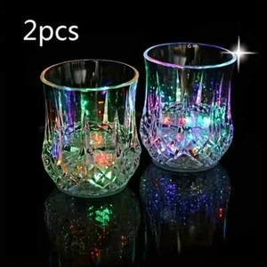 Flash Light Up Cups, [2 PCS] Automatic Water Activated LED Glowing Wine Glasses - Picture 1 of 5