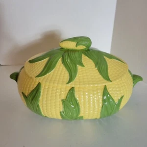 Servizio piatti vintage metà secolo moderno hobbista ceramica mais on the cob con coperchio - Foto 1 di 9