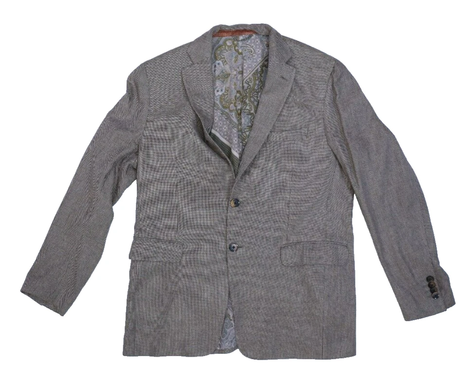 ETRO Mens Brown Chevron Pattern Notch Lapel 2 Button Silk Sports Coat Blazer 42R - Image 1 of 4