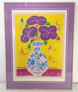 Vtg KEN DONE "MORNING GLORIES" SCREEN PRINT Limited Edition SIGNED ART Flowers