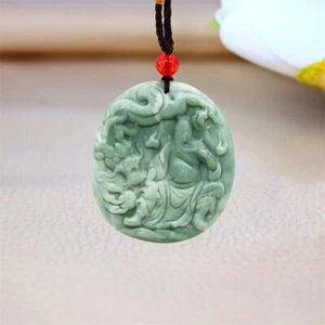 Jade Guan Yu Pendant Gift Natural Necklace Gemstone Green Jewelry Accessories - Picture 1 of 6