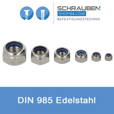 Stopmuttern Din 985 M2,5-M16 Sicherungsmutter Selbstsichernde Muttern Edelstahl - Bild 1 von 4