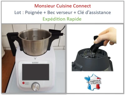 Lot Poignée + Bec verseur + Clé Compatible Monsieur Cuisine Connect Silvercrest - Immagine 1 di 4