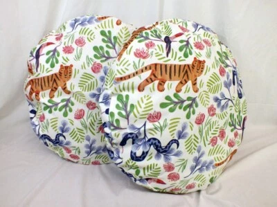 Rebecca Daublin Minted Little Mint Round Floor Pillow Jungle Print PAIR Tiger - Image 1 of 4
