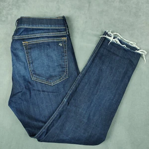 Rag & Bone Jeans Women 31 Dark Wash Dre Mid Rise Slim Boyfriend Raw Hem Beverlys - Picture 1 of 11
