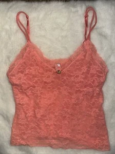 VICTORIA'S SECRET VINTAGE 2005 Angels Mesh Peach Coral Lace Stretch Cami - Picture 1 of 9