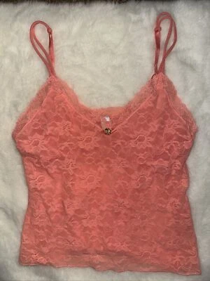 Cami elástica Victoria's Secret Vintage 2005 Angels Mesh Peach Coral Encaje Foto 1 de 4